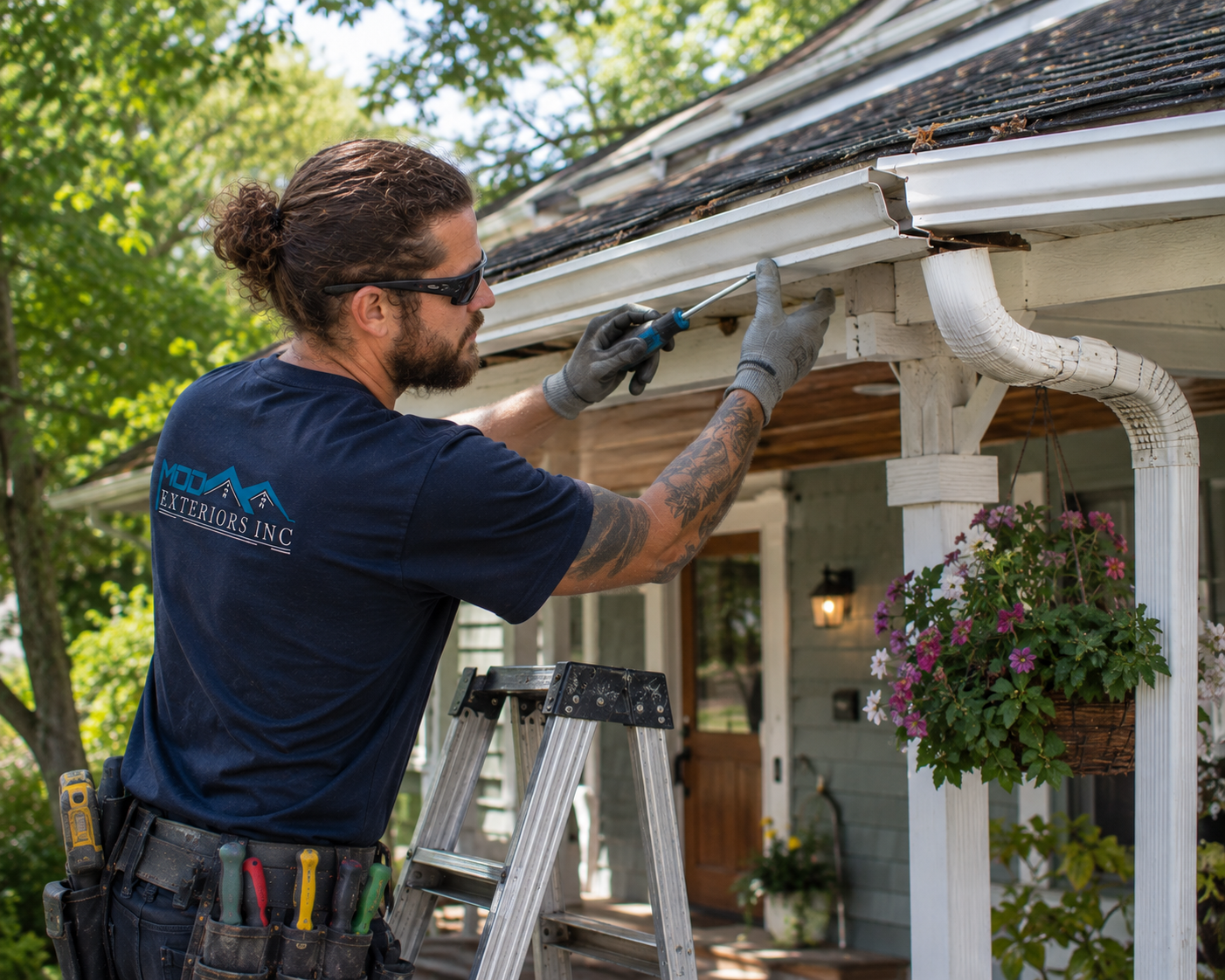 Storm damage gutter repair