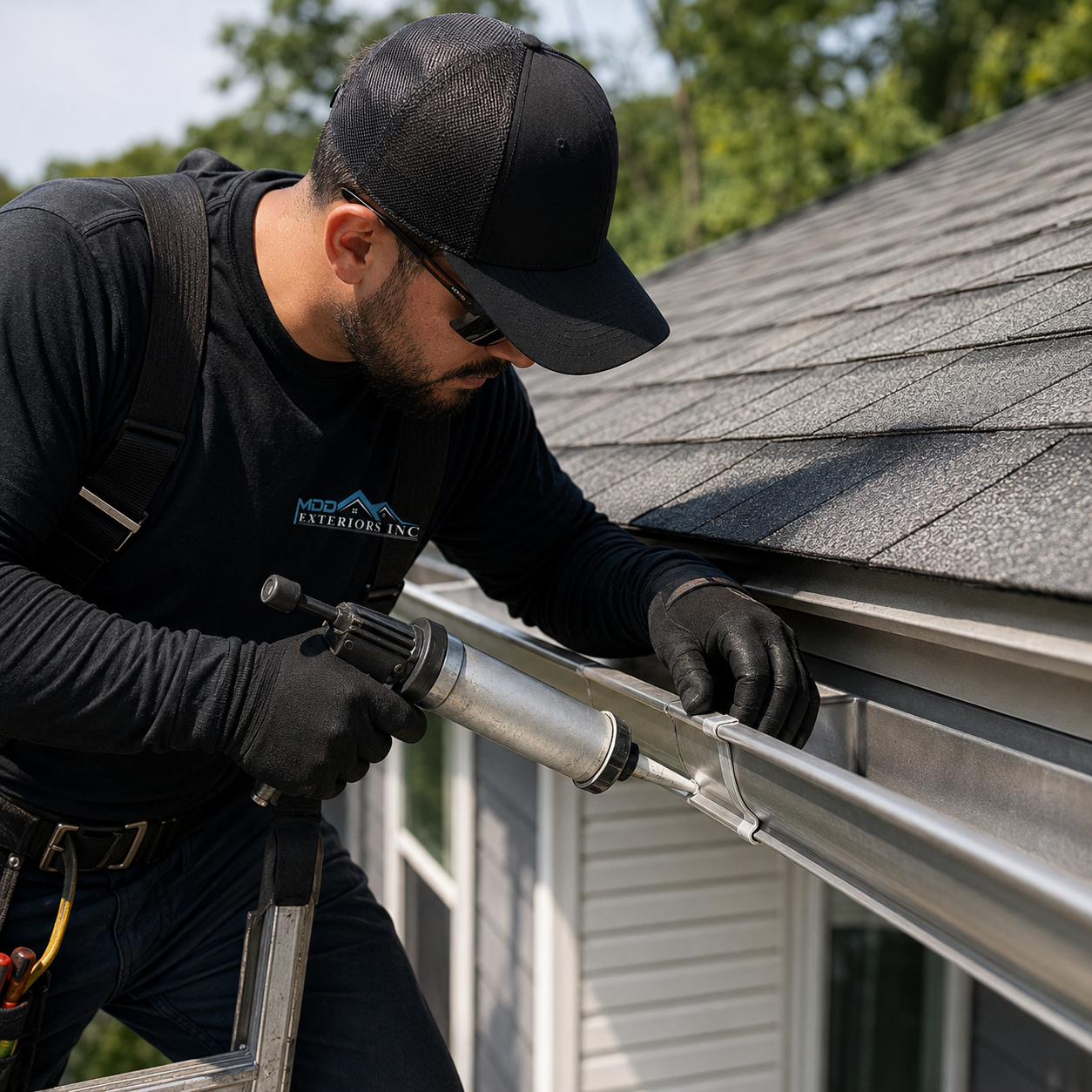 Residential gutter system on a Chicagoland home