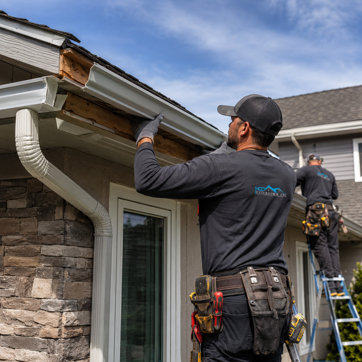 New seamless gutter system on a Chicagoland home