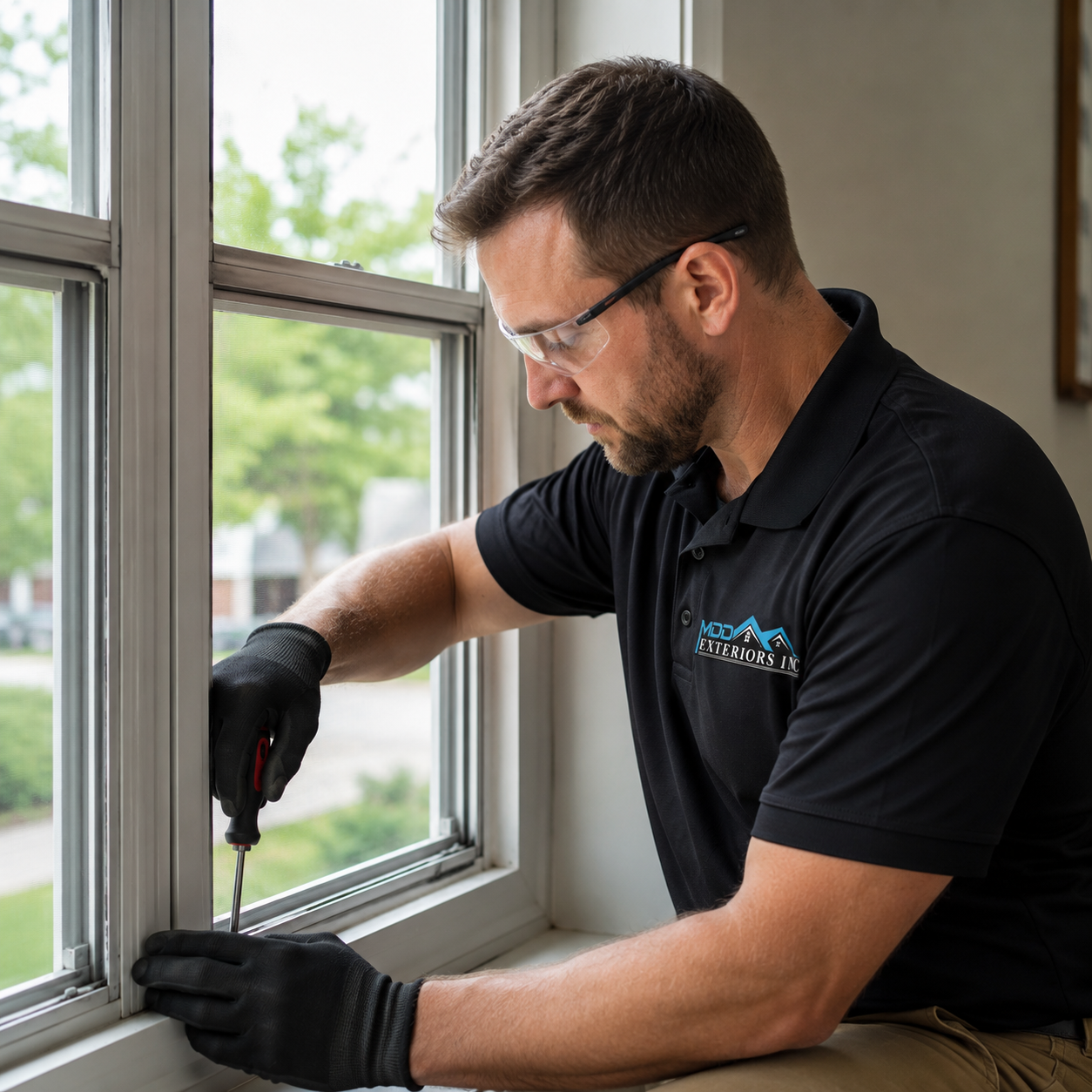 Glass repair on a residential window